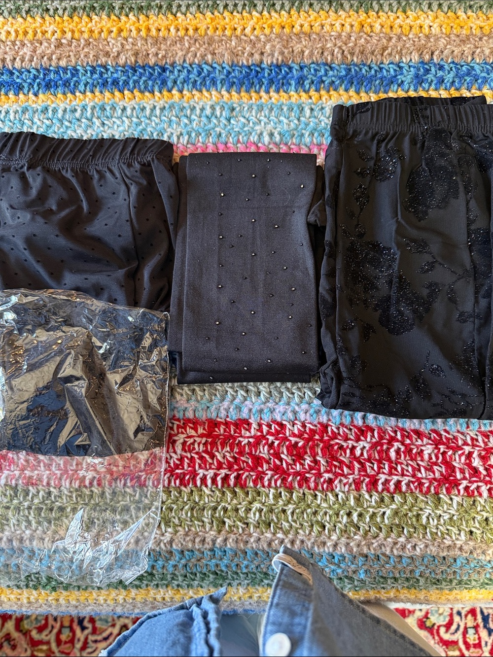 Calzedonia Black Tights with designs